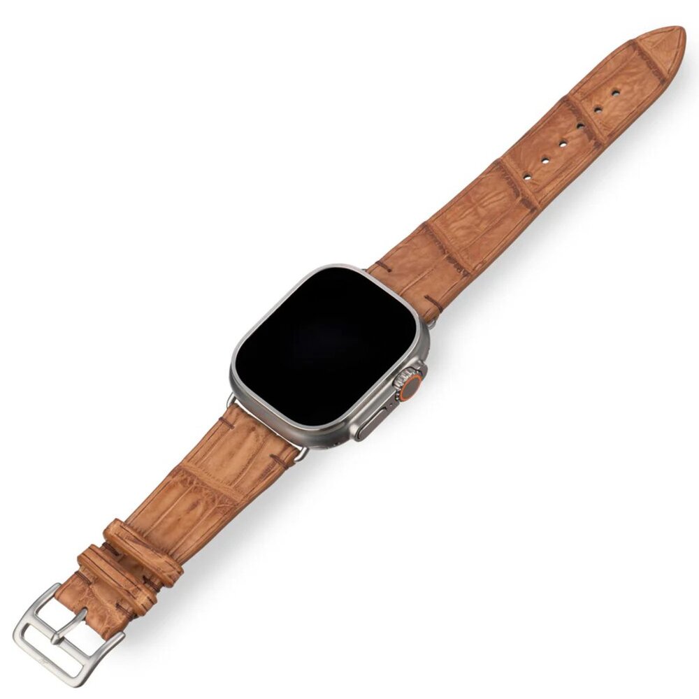 Slim Alligator Leather Watch Band – Classic Fit - Nugget Color
